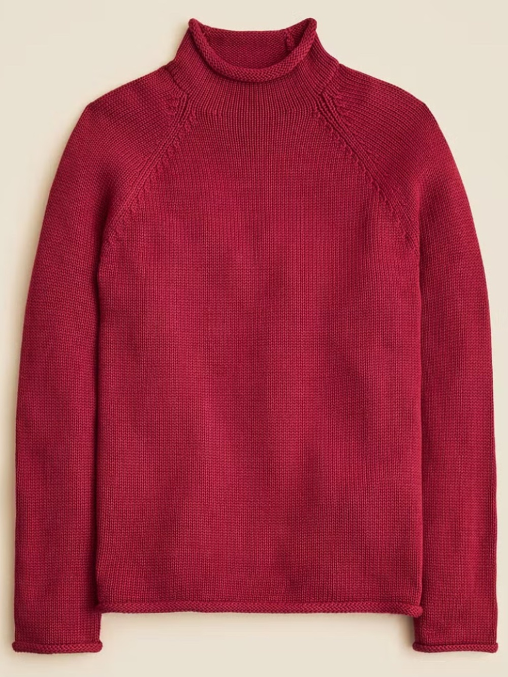 J. Crew 1988 Rollneck Sweater In Cotton Red Ochre S BW186